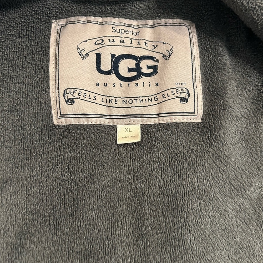 UGG Duffield Shawl Collar Robe – Super Soft Fleece – Gray – Size XL - Picture 4 of 9